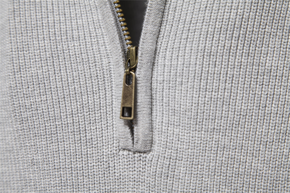 Half-Zip Stand Collar Sweater